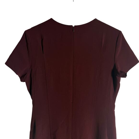Theory Admiral Crepe Burgundy Short Sleeve Preppy A-Line Mini Dress Size 8 - Picture 8 of 10